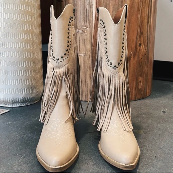 Studded Fringe Boots - Picture 2 of 15